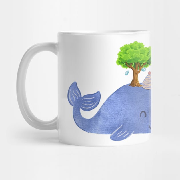 Giant sea whale with a tree by Medotshirt